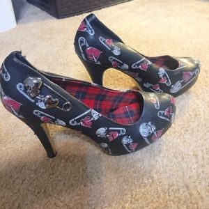 Iron Fist Skull and Safety Pin Heels